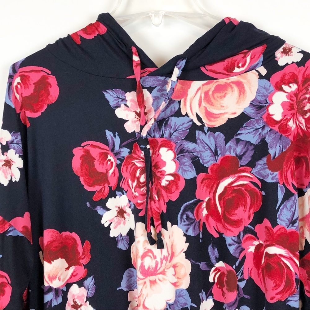 Poof! Floral Lightweight Drawstring Hoodie XXL